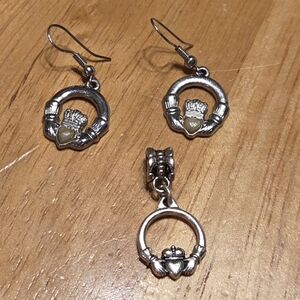 Claddagh Earrings And Charm